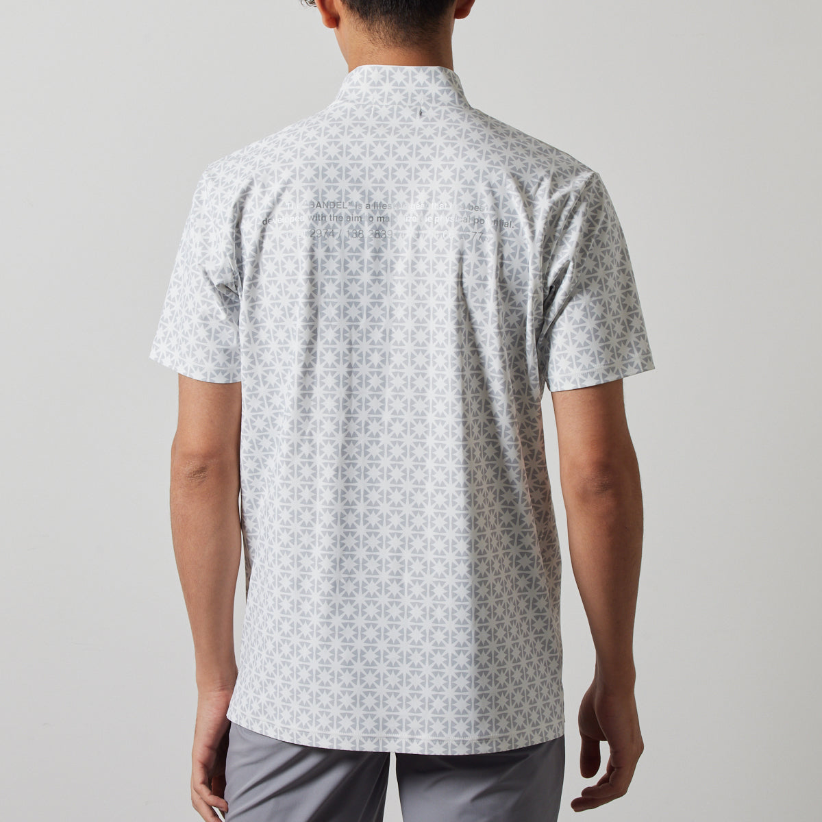 BANDEL GOLF バンデルゴルフ モックネック ALLOVER S/S MOCK NECK SHIRTS BGS-4SAOMC WHITE LINE GRAY
