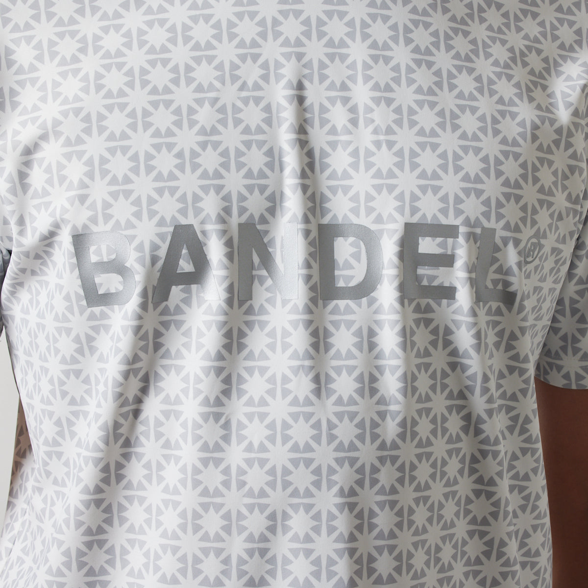 BANDEL GOLF バンデルゴルフ モックネック ALLOVER S/S MOCK NECK SHIRTS BGS-4SAOMC WHITE LINE GRAY