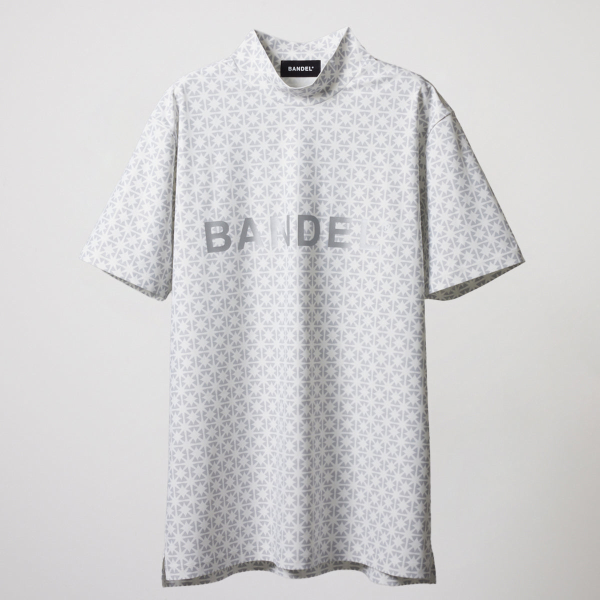 BANDEL GOLF バンデルゴルフ モックネック ALLOVER S/S MOCK NECK SHIRTS BGS-4SAOMC WHITE LINE GRAY
