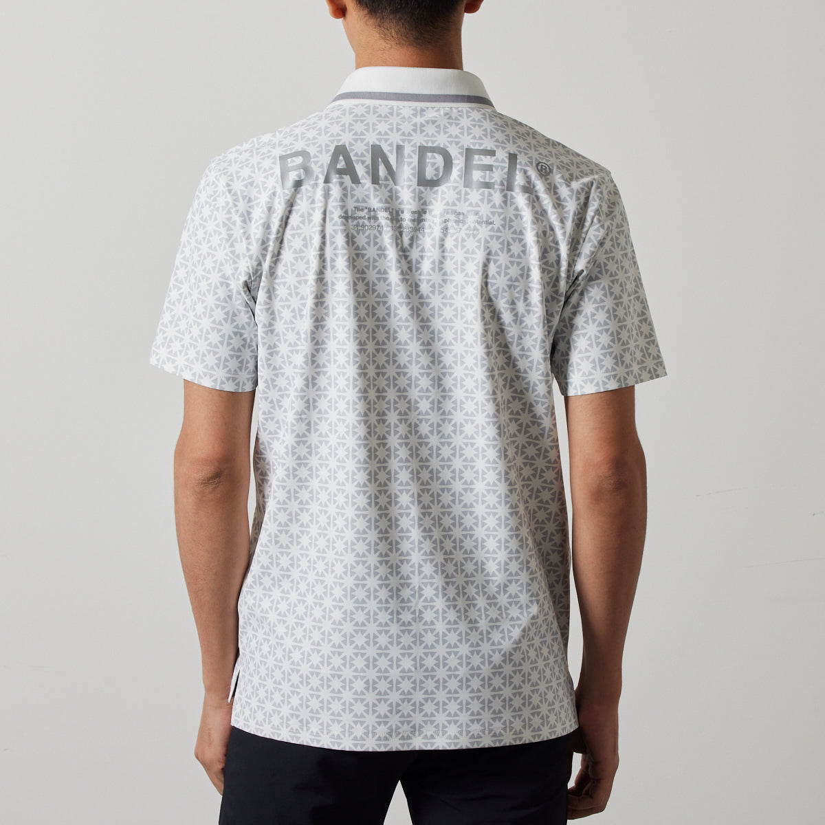BANDEL GOLF バンデルゴルフ ポロシャツ ALLOVER S/S POLO SHIRTS BGS-4SAOPL WHITE LINE GRAY