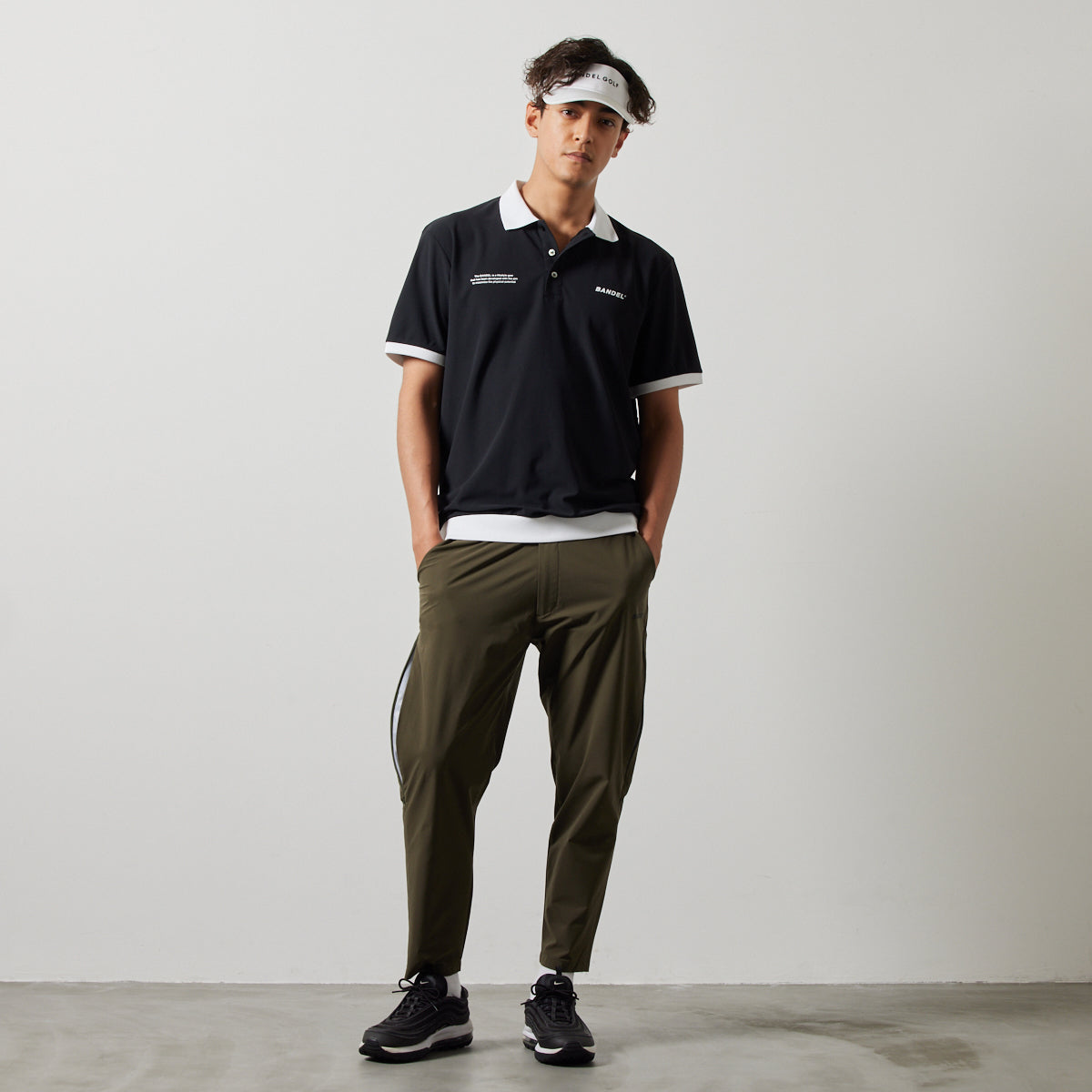 BANDEL GOLF バンデルゴルフ ポロシャツ BICOLOR RIB S/S POLO SHIRTS BGS-4SLFPL BLACKxWHITE