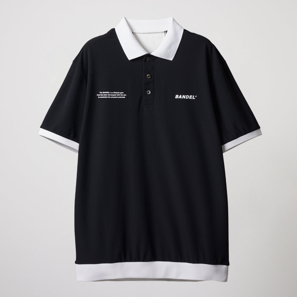 BANDEL GOLF バンデルゴルフ ポロシャツ BICOLOR RIB S/S POLO SHIRTS BGS-4SLFPL BLACKxWHITE