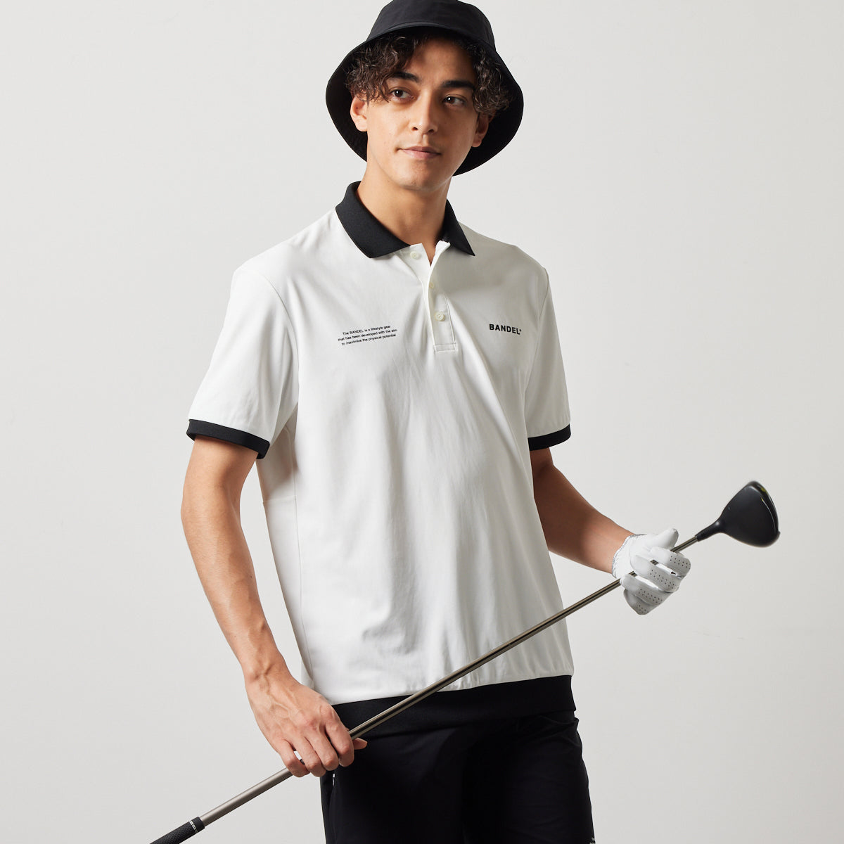 BANDEL GOLF バンデルゴルフ ポロシャツ BICOLOR RIB S/S POLO SHIRTS BGS-4SLFPL WHITExBLACK