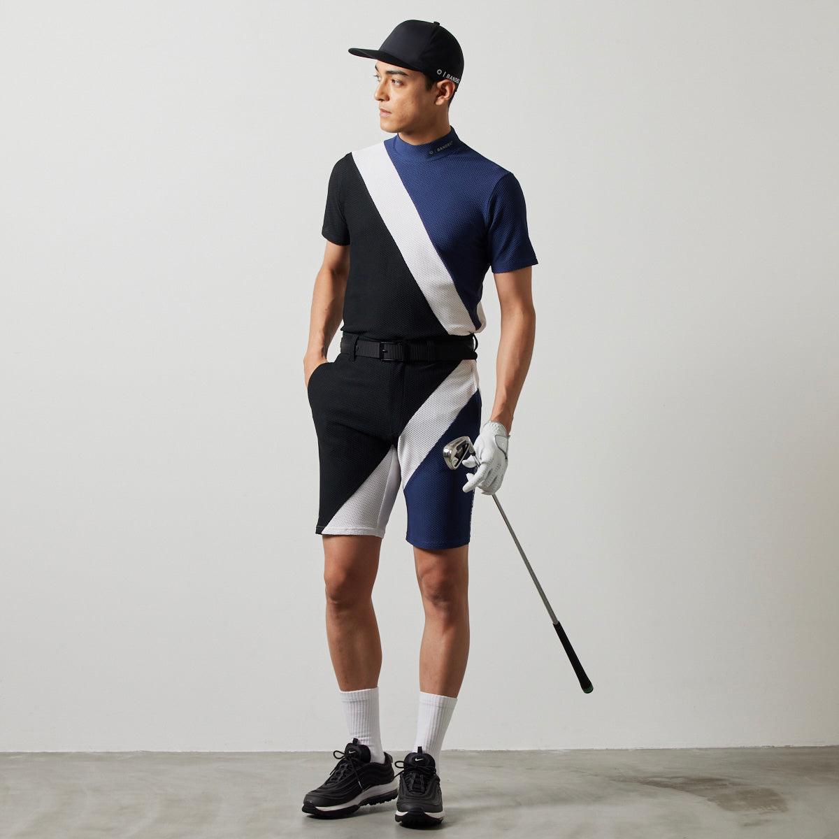 BANDEL GOLF バンデルゴルフ ショートパンツ STRIPES SWITCH HALF PANTS BGS-4SSTHP NAVYxWHITExBLACK
