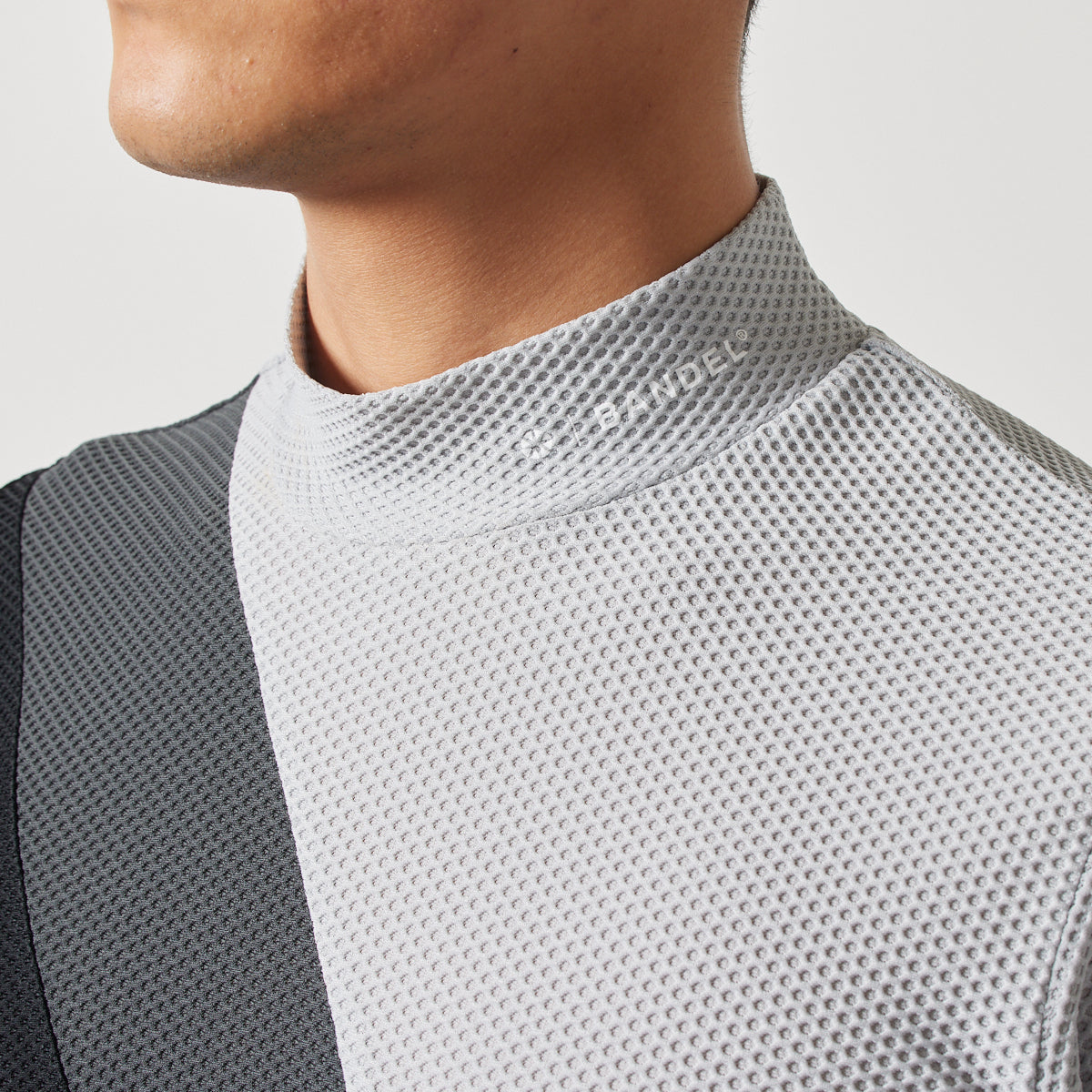 BANDEL GOLF バンデルゴルフ モックネック STRIPES SWITCH S/S MOCK NECK SHIRTS BGS-4SSTMC GRAYxCHARCOALxBLACK