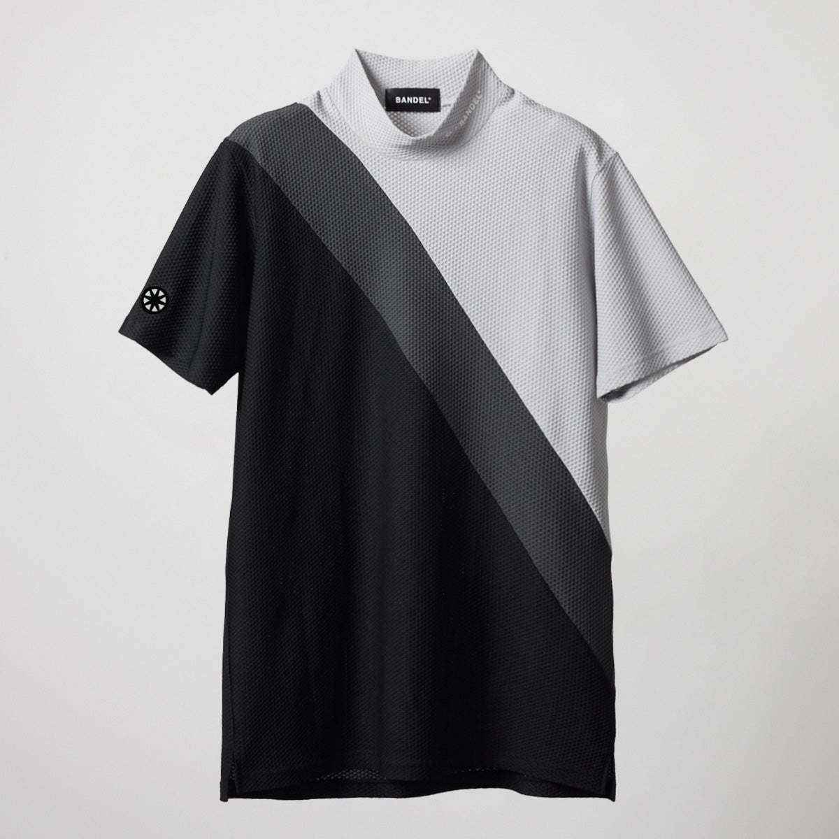 BANDEL GOLF バンデルゴルフ モックネック STRIPES SWITCH S/S MOCK NECK SHIRTS BGS-4SSTMC GRAYxCHARCOALxBLACK