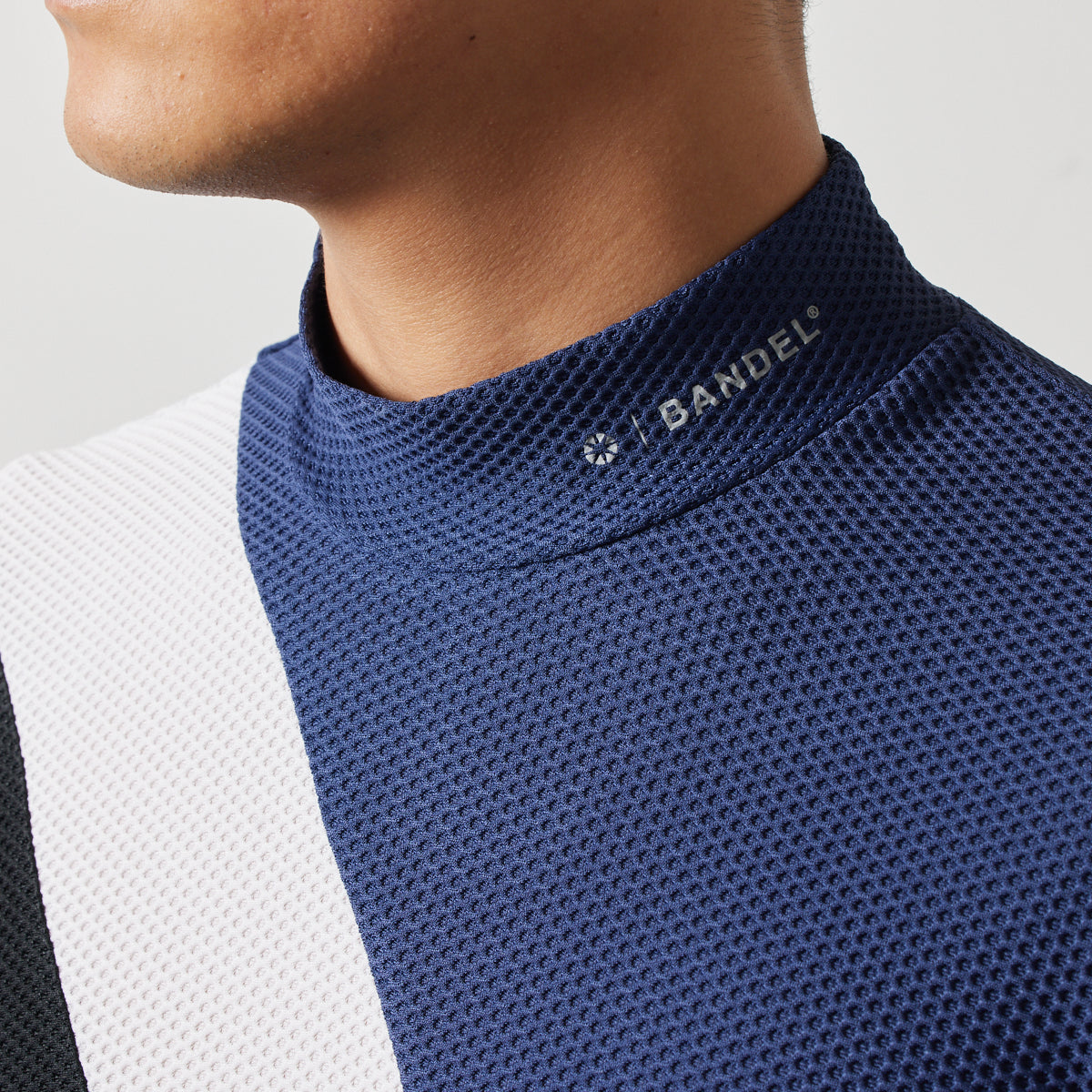 BANDEL GOLF バンデルゴルフ モックネック STRIPES SWITCH S/S MOCK NECK SHIRTS BGS-4SSTMC NAVYxWHITExBLACK