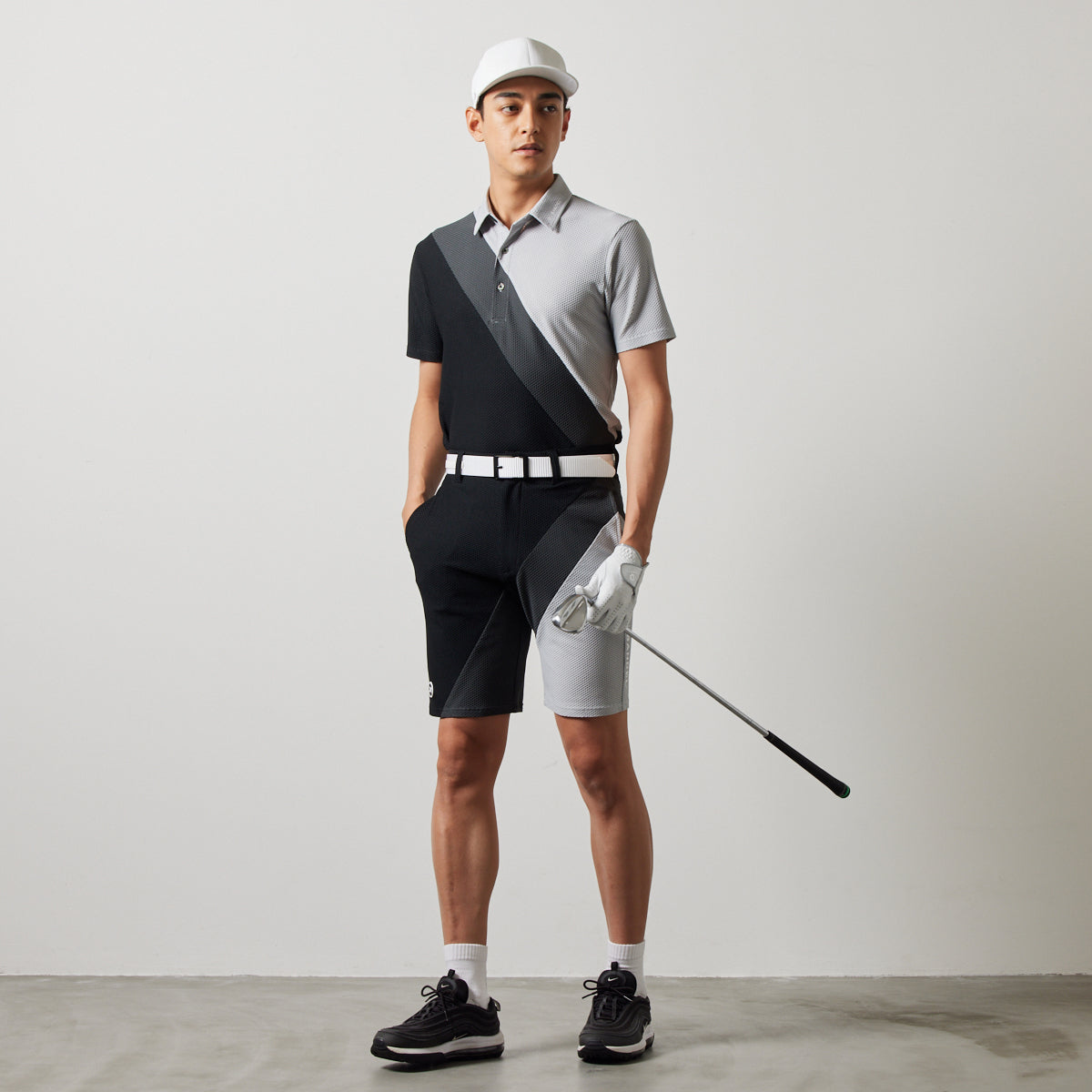 BANDEL GOLF バンデルゴルフ ポロシャツ STRIPES SWITCH S/S POLO SHIRTS BGS-4SSTPL GRAYxCHARCOALxBLACK