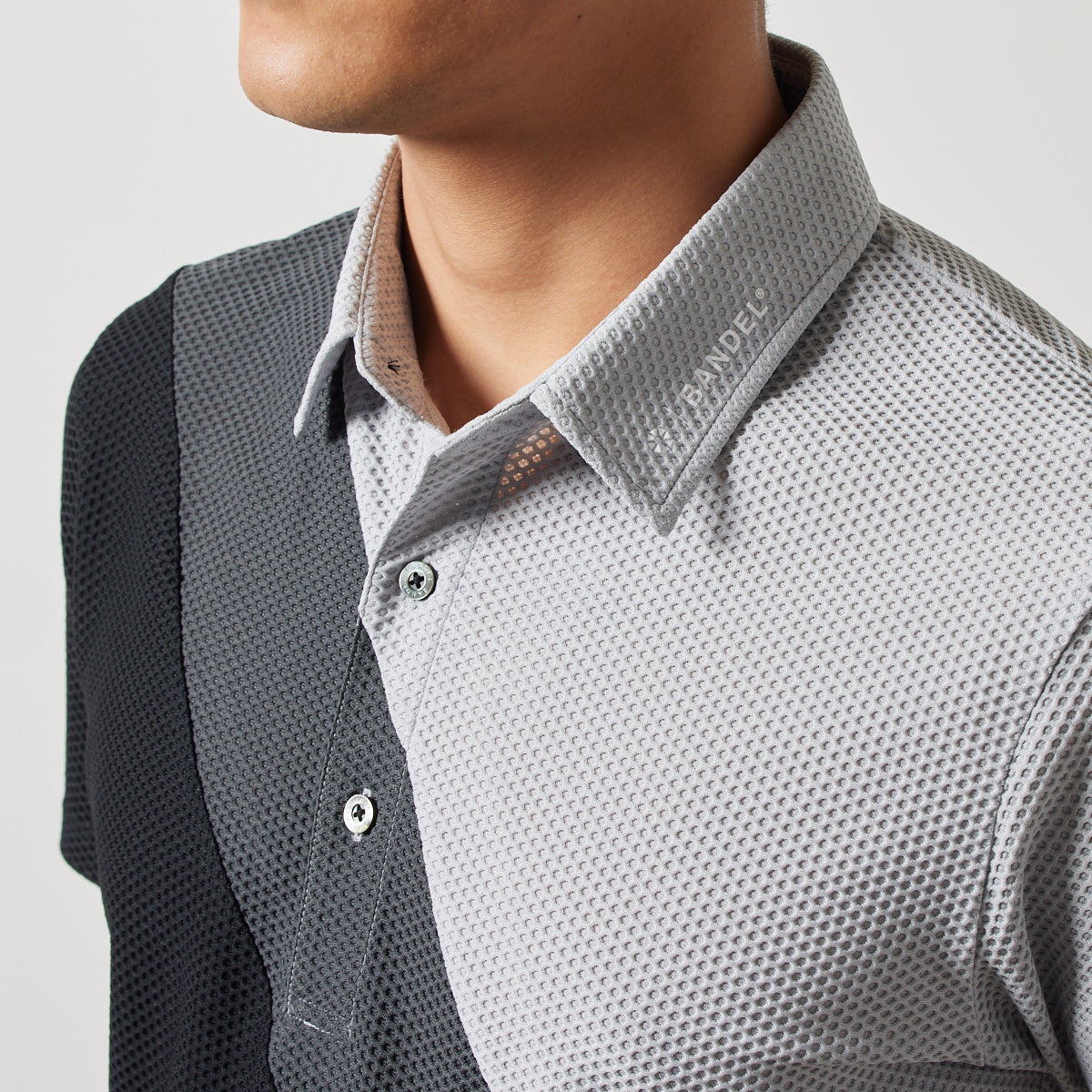 BANDEL GOLF バンデルゴルフ ポロシャツ STRIPES SWITCH S/S POLO SHIRTS BGS-4SSTPL GRAYxCHARCOALxBLACK