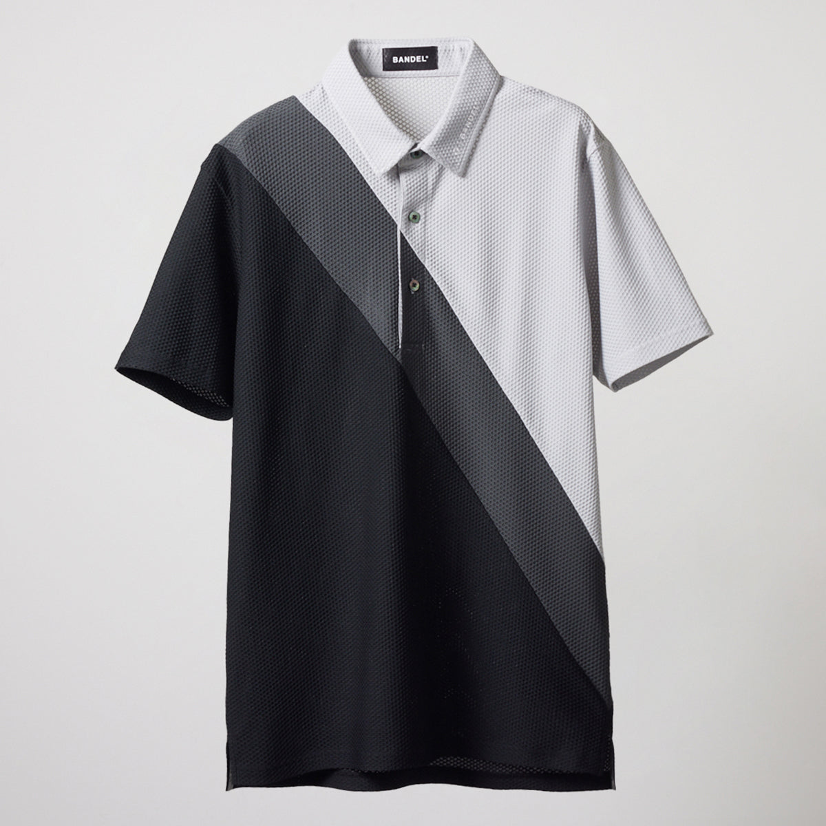 BANDEL GOLF バンデルゴルフ ポロシャツ STRIPES SWITCH S/S POLO SHIRTS BGS-4SSTPL GRAYxCHARCOALxBLACK