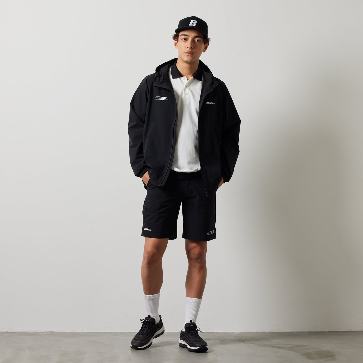 BANDEL GOLF バンデルゴルフ ジップフーディー セットアップ VENTILATION WOVEN JACKET BGS-4SVWJK ALL BLACK ブラック