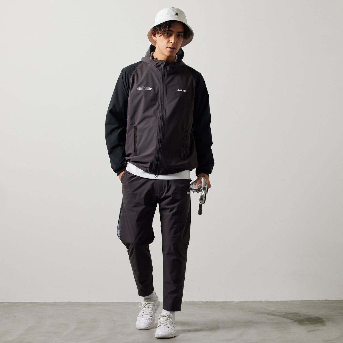 BANDEL GOLF バンデルゴルフ ジップフーディー セットアップ VENTILATION WOVEN JACKET BGS-4SVWJK CHARCOALxBLACK チャコール ブラック