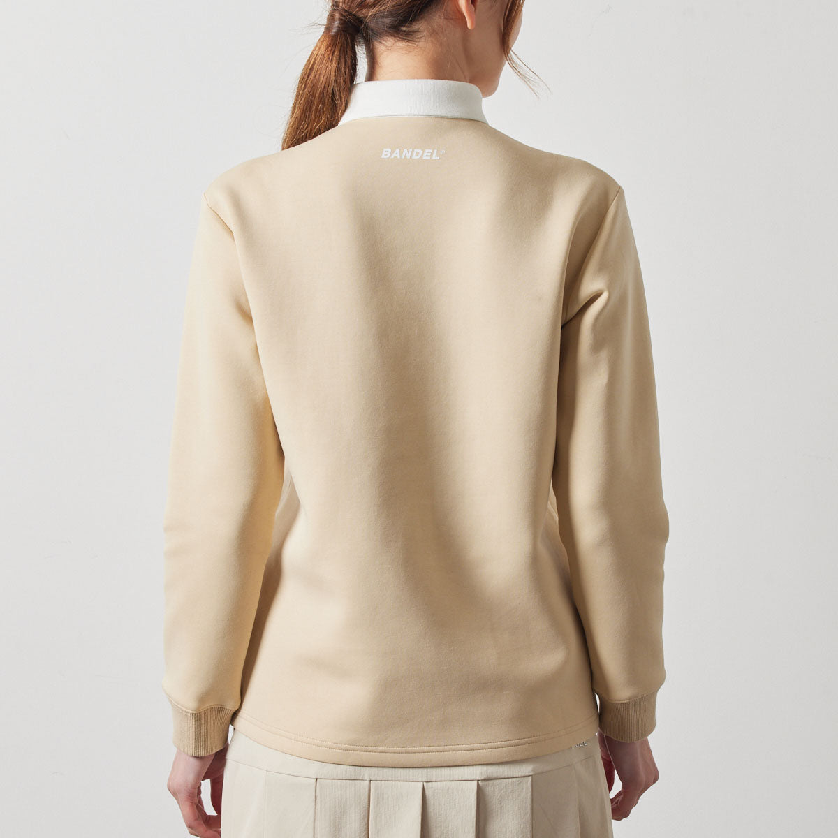 WOMENS COLOR BLOCK L/S RUGBY POLO BGS-W4ACBRP ポロシャツ ストレッチ 保温 軽量 / BEIGE×WHITE