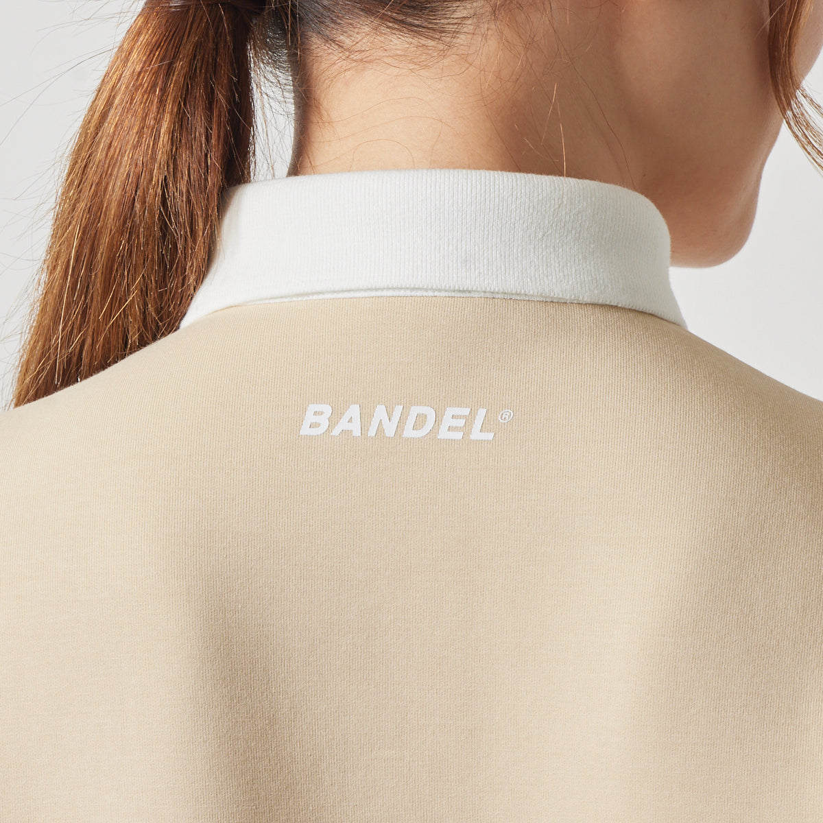 WOMENS COLOR BLOCK L/S RUGBY POLO BGS-W4ACBRP ポロシャツ ストレッチ 保温 軽量 / BEIGE×WHITE