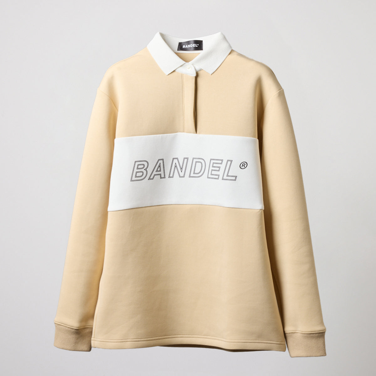 WOMENS COLOR BLOCK L/S RUGBY POLO BGS-W4ACBRP ポロシャツ ストレッチ 保温 軽量 / BEIGE×WHITE