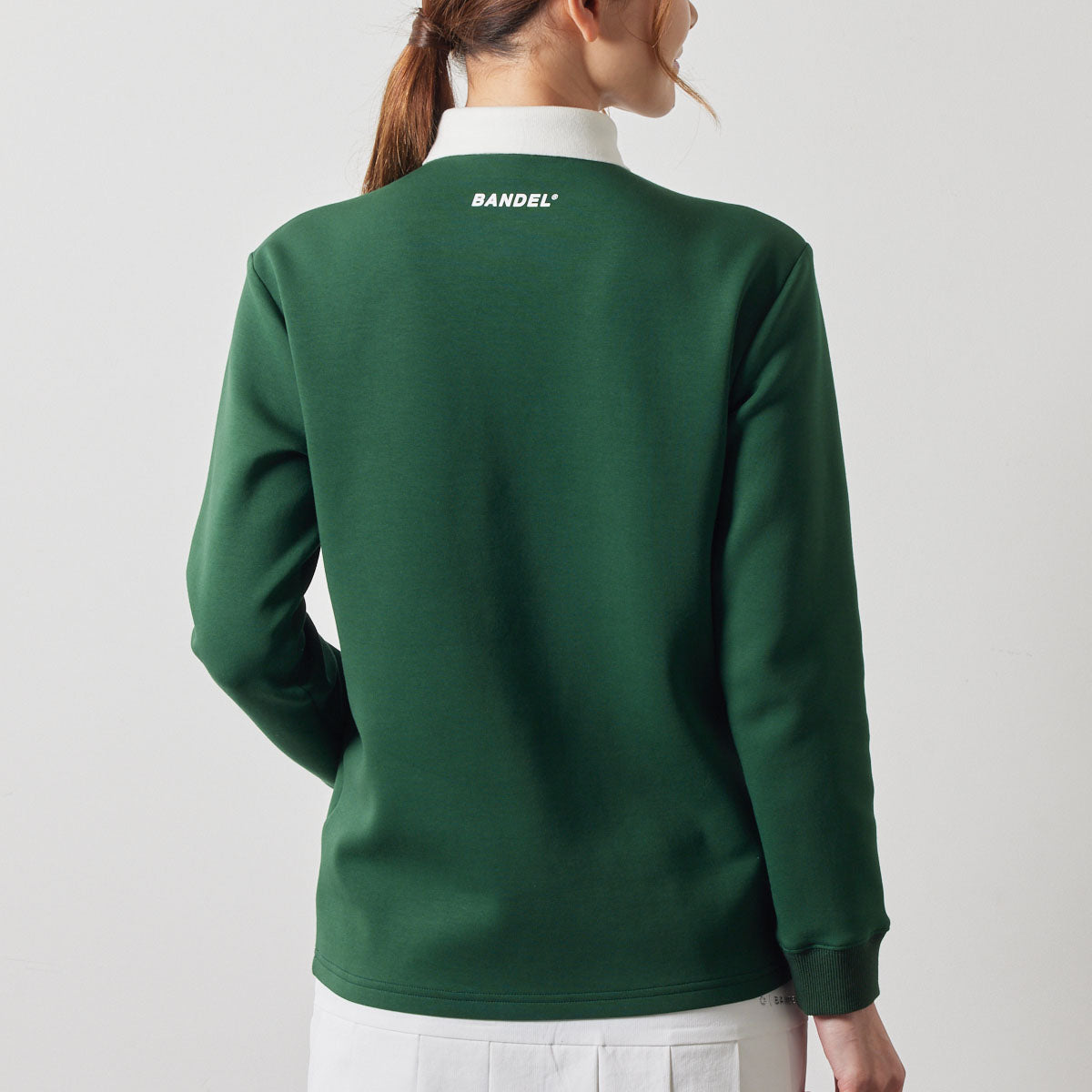 WOMENS COLOR BLOCK L/S RUGBY POLO BGS-W4ACBRP ポロシャツ ストレッチ 保温 軽量 / GREEN×WHITE