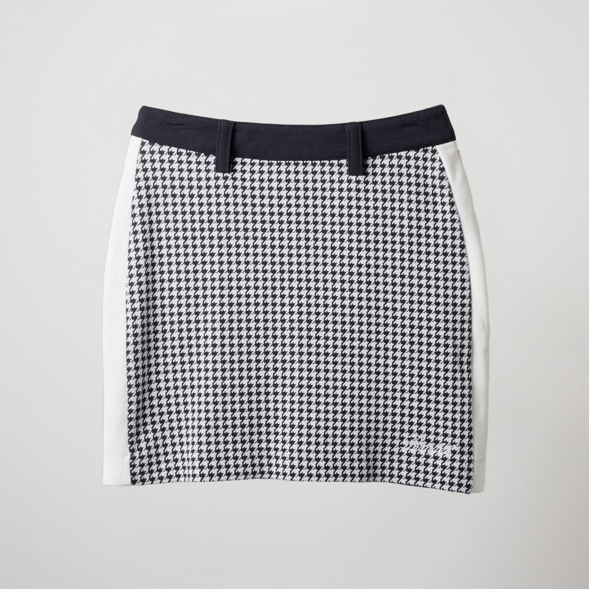 WOMENS HOUNDSTOOTH BICOLOR SKIRT スカート テーパード スタイルアップ効果 発熱素材 セットアップ / BLACK
