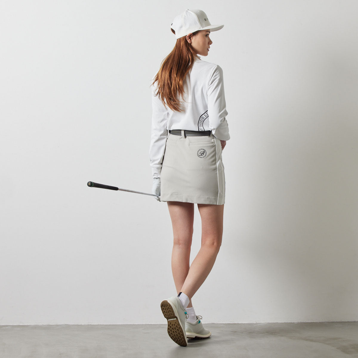 WOMENS HOUNDSTOOTH BICOLOR SKIRT BGS-W4AHBSK スカート テーパード スタイルアップ効果 発熱素材 セットアップ / GREIGE