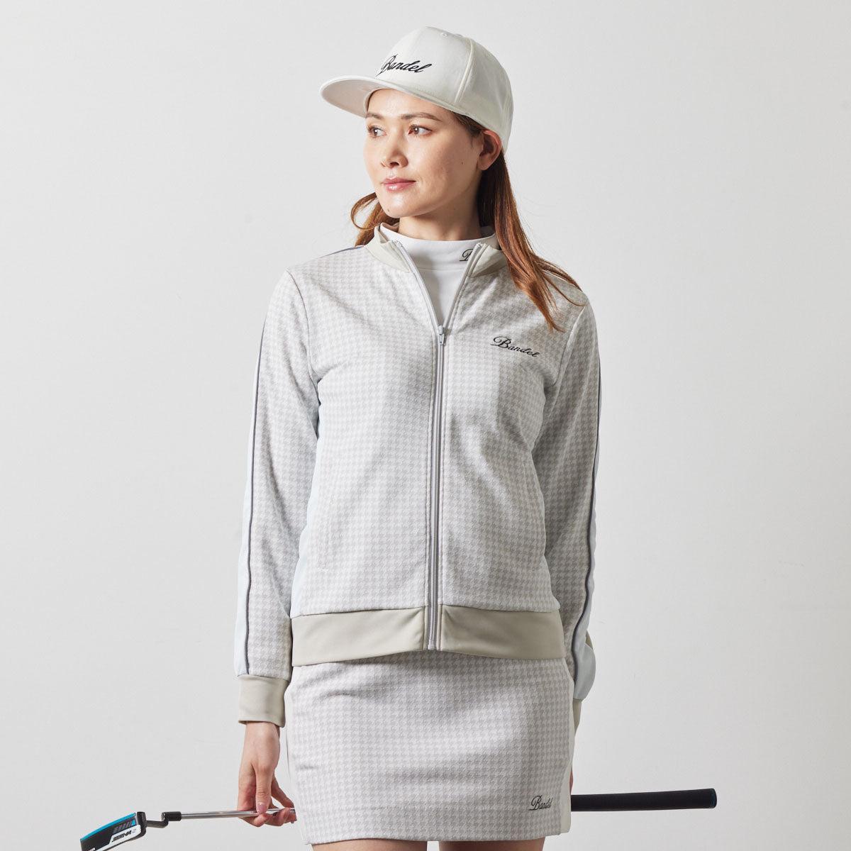 WOMENS HOUNDSTOOTH BICOLOR BLOUSON BGS-W4AHTBB ブルゾン 保温 新素材 セットアップ / GREIGE