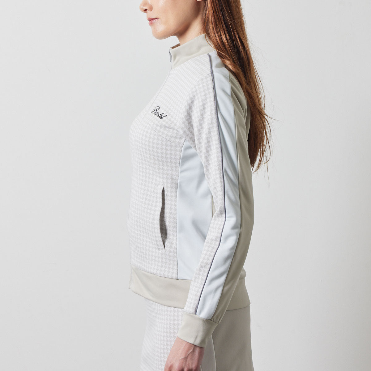WOMENS HOUNDSTOOTH BICOLOR BLOUSON BGS-W4AHTBB ブルゾン 保温 新素材 セットアップ / GREIGE