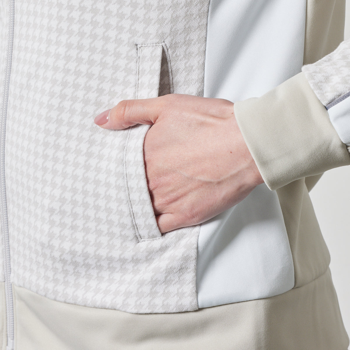 WOMENS HOUNDSTOOTH BICOLOR BLOUSON BGS-W4AHTBB ブルゾン 保温 新素材 セットアップ / GREIGE
