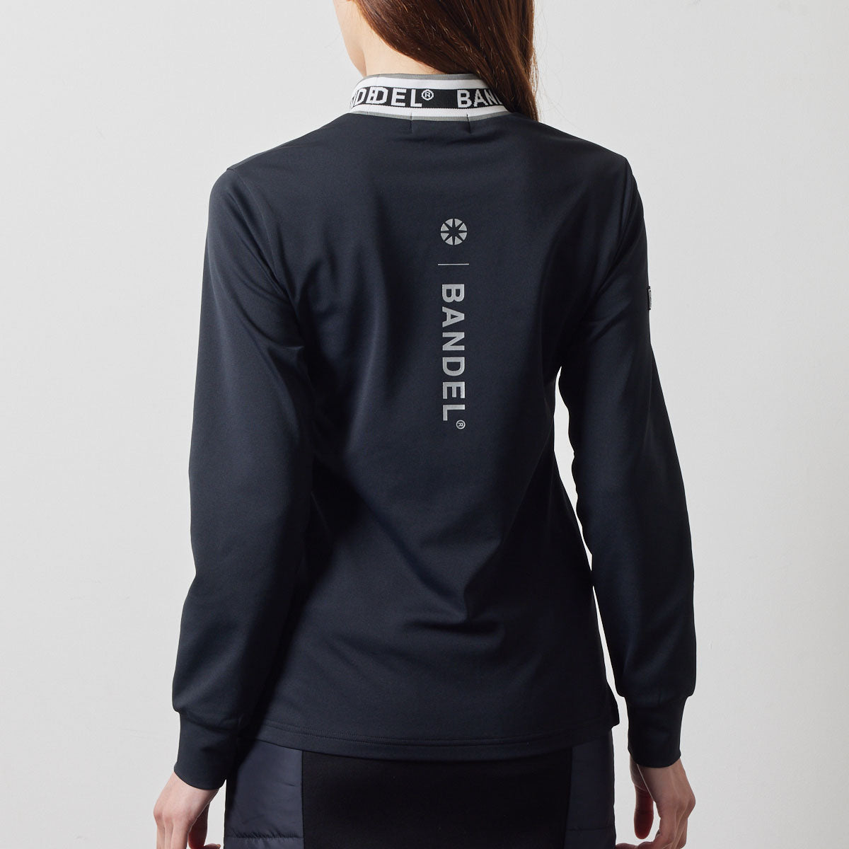 WOMENS JACQUARD RIB L/S MOC SHIRTS BGS-W4AJRMC モックネックシャツ ハイストレッチ 保温 UVカット 軽量 / BLACK