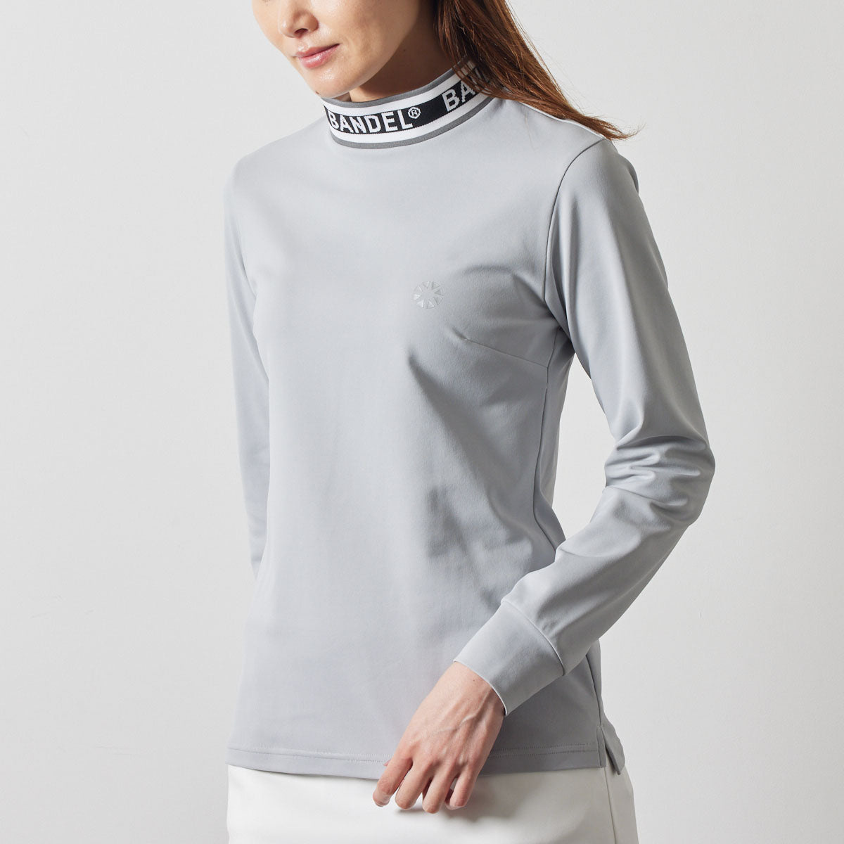 WOMENS JACQUARD RIB L/S MOC SHIRTS BGS-W4AJRMC モックネックシャツ ハイストレッチ 保温 UVカット 軽量 / L-GREY