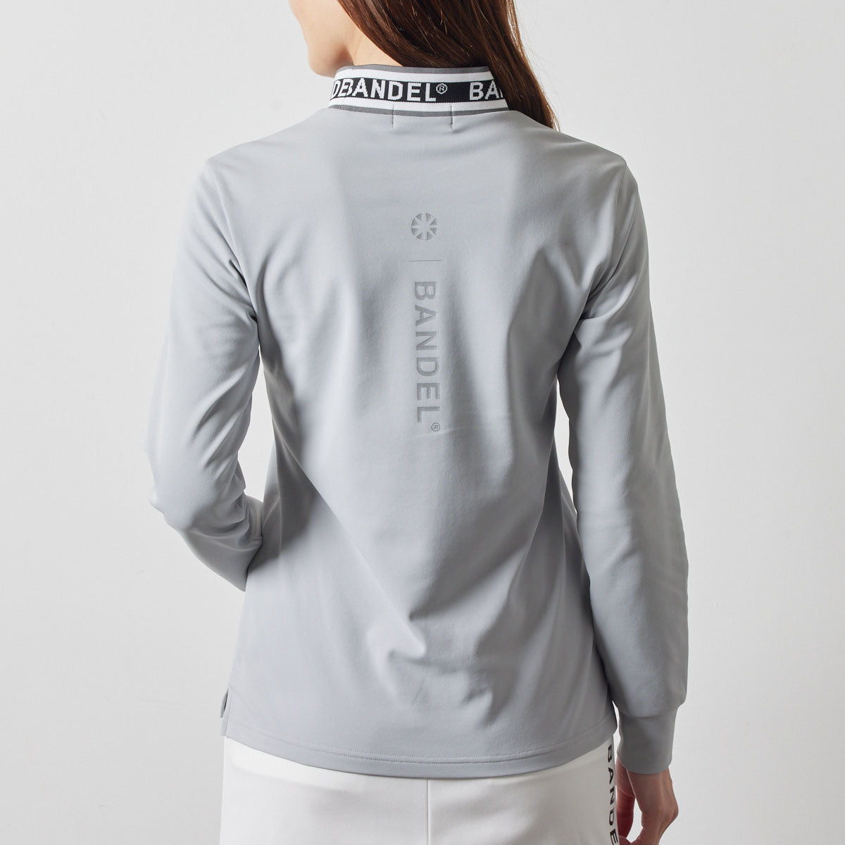 WOMENS JACQUARD RIB L/S MOC SHIRTS BGS-W4AJRMC モックネックシャツ ハイストレッチ 保温 UVカット 軽量 / L-GREY
