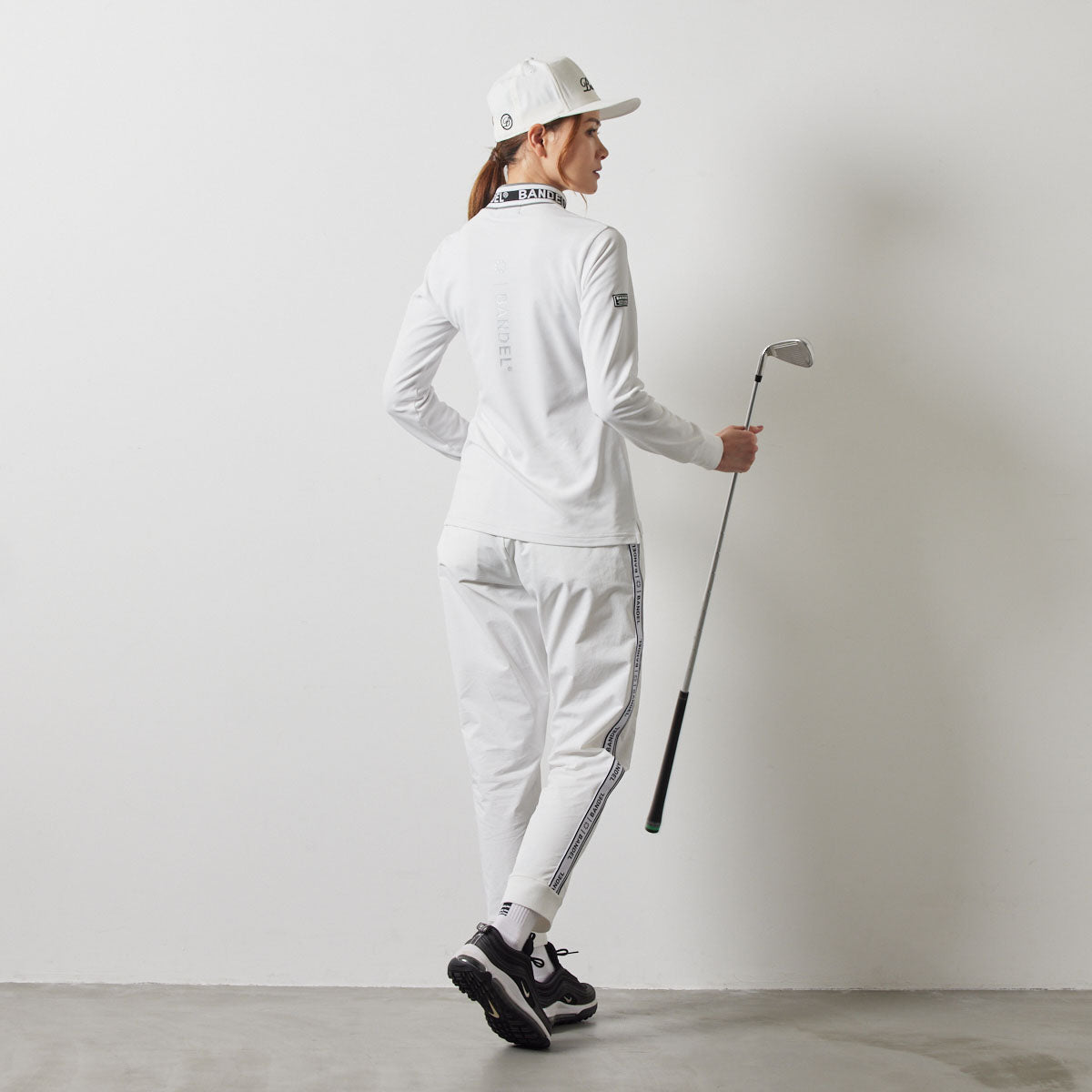 WOMENS JACQUARD RIB L/S MOC SHIRTS BGS-W4AJRMC モックネックシャツ ハイストレッチ 保温 UVカット 軽量 / WHITE
