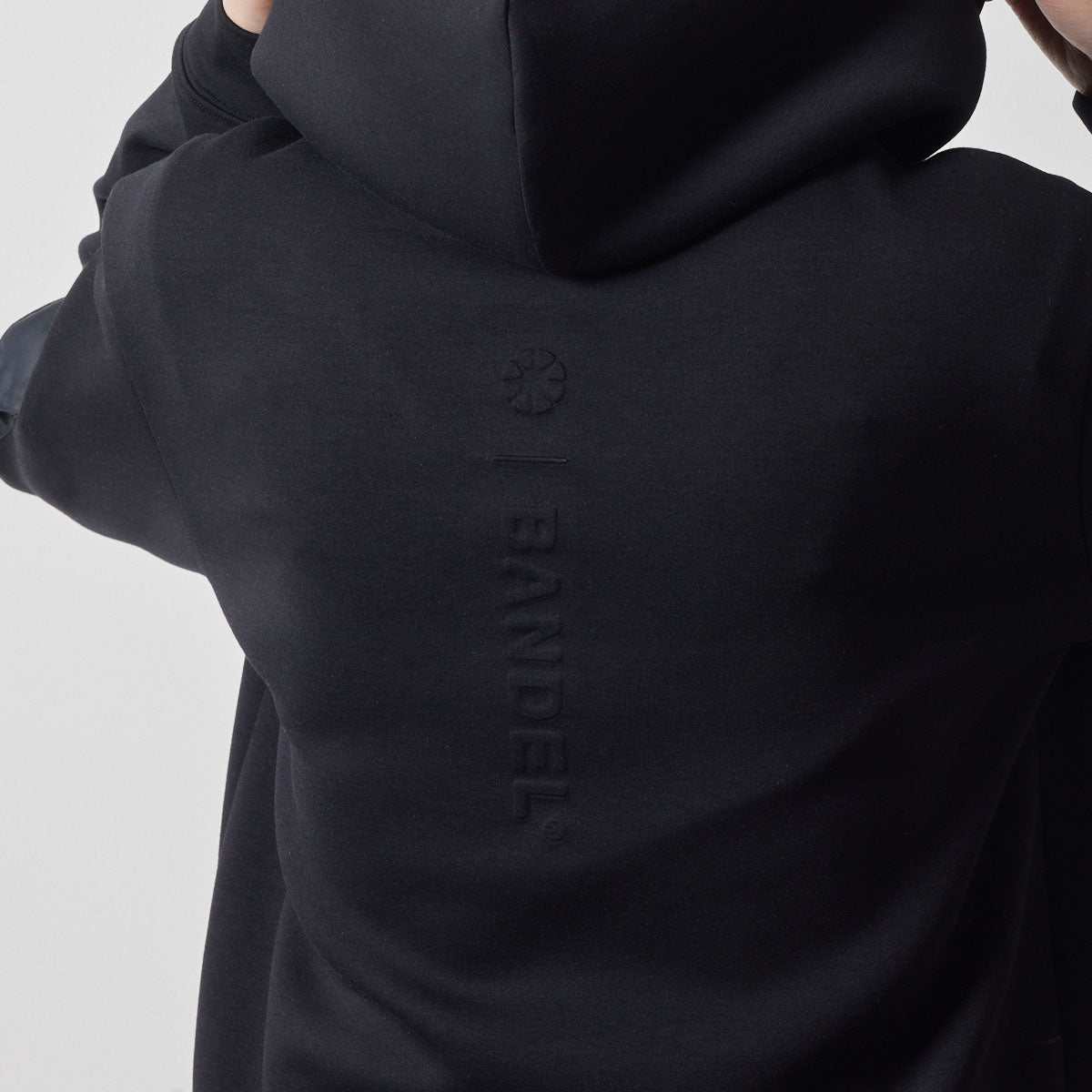 WOMENS NYLON POCKET P/O HOODIE BGS-W4ANPHD 軽量 ダンボール素材 異素材MIX / BLACK