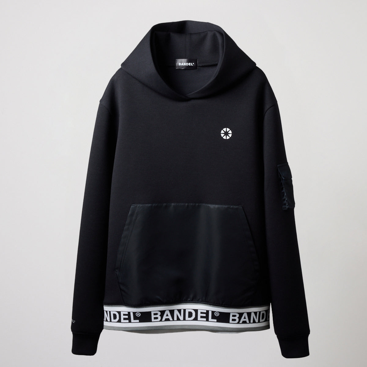 WOMENS NYLON POCKET P/O HOODIE BGS-W4ANPHD 軽量 ダンボール素材 異素材MIX / BLACK