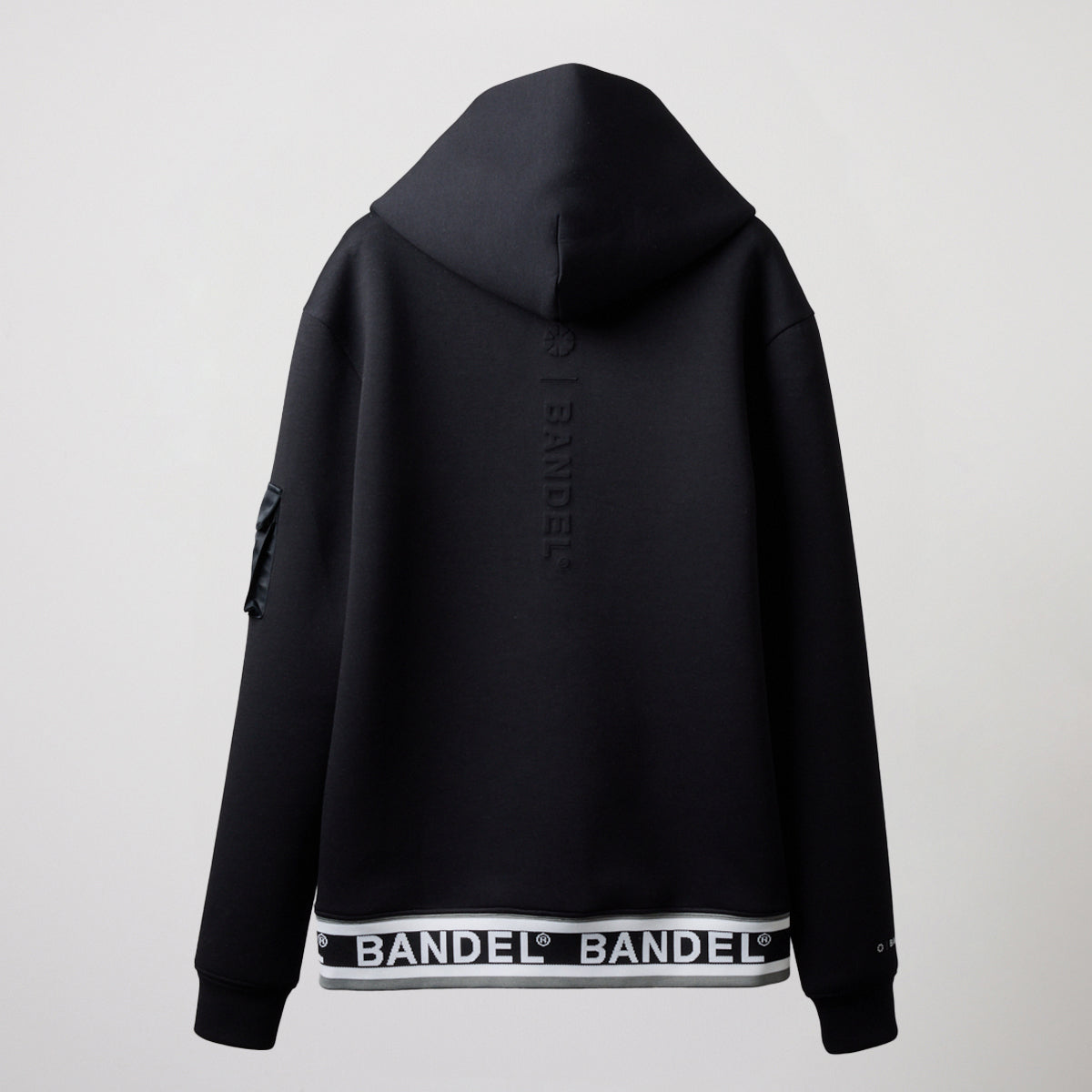 WOMENS NYLON POCKET P/O HOODIE BGS-W4ANPHD 軽量 ダンボール素材 異素材MIX / BLACK