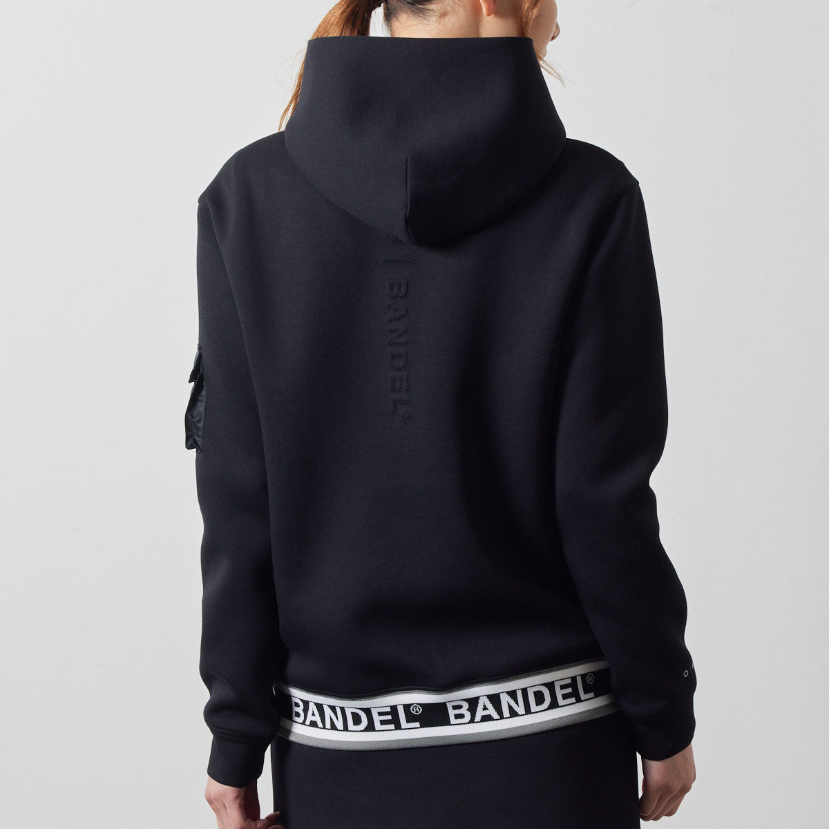 WOMENS NYLON POCKET P/O HOODIE BGS-W4ANPHD 軽量 ダンボール素材 異素材MIX / BLACK