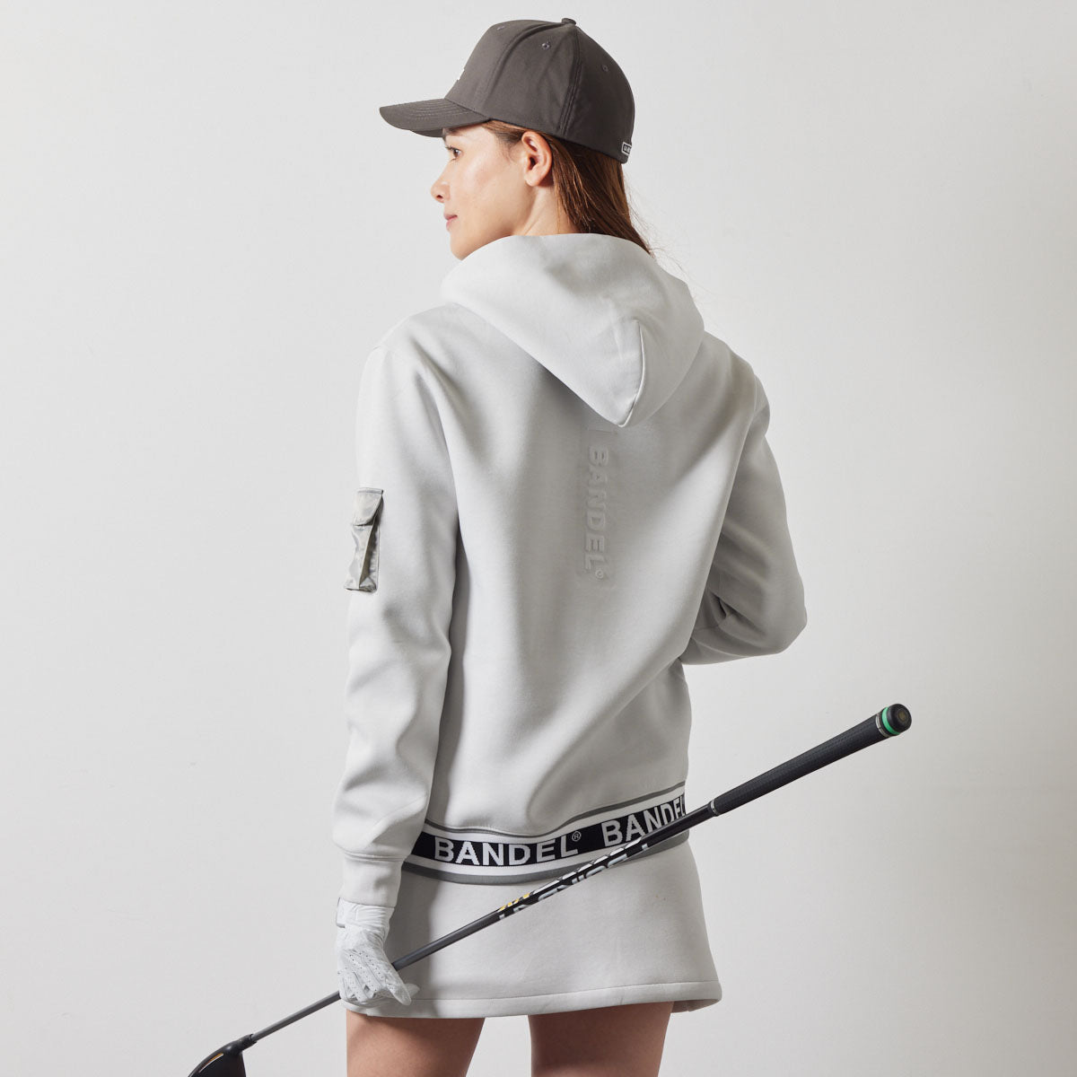 WOMENS NYLON POCKET P/O HOODIE BGS-W4ANPHD 軽量 ダンボール素材 異素材MIX / L-GREY