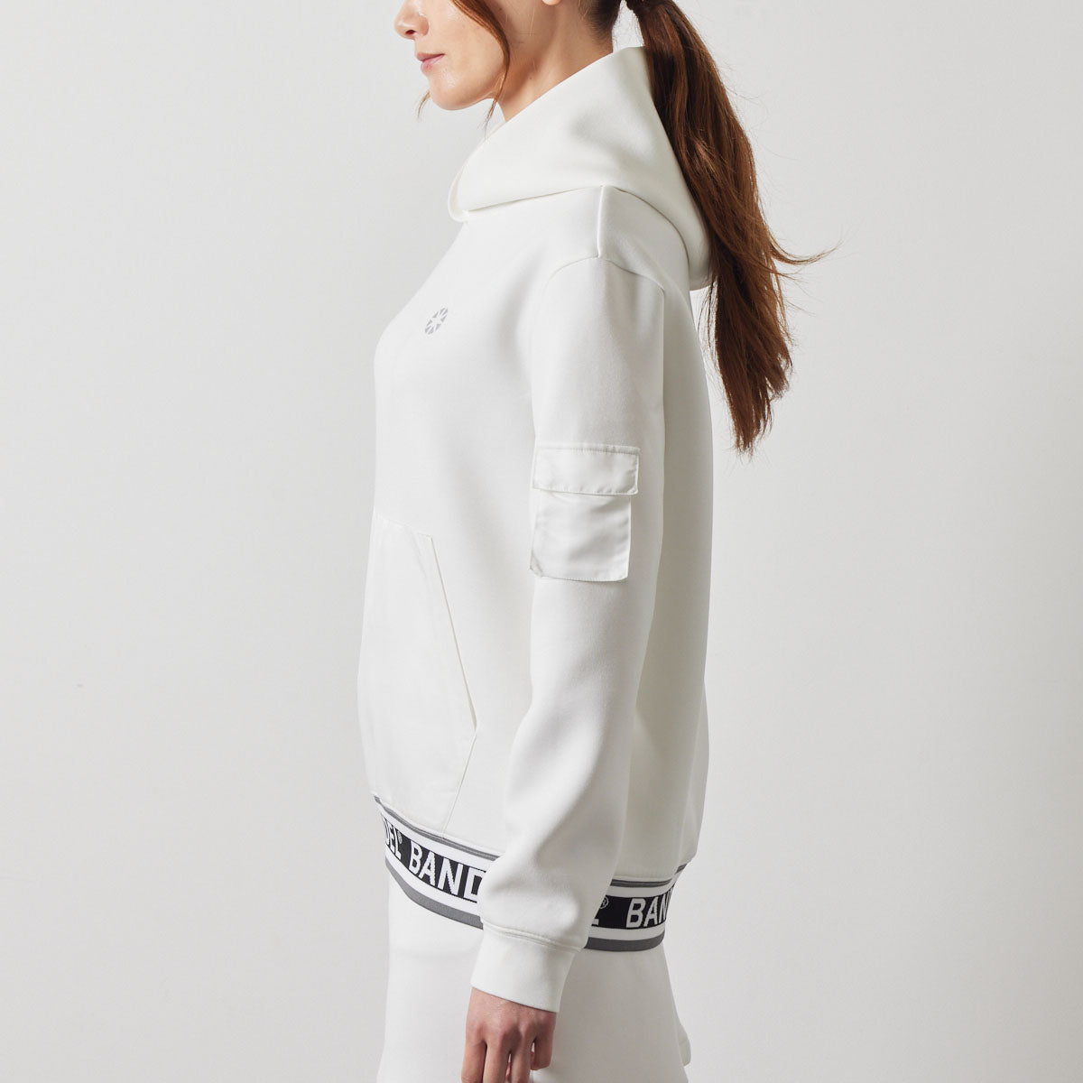 WOMENS NYLON POCKET P/O HOODIE BGS-W4ANPHD 軽量 ダンボール素材 異素材MIX / WHITE