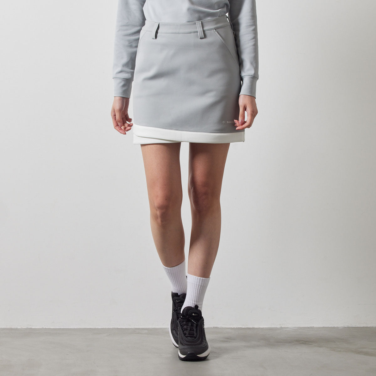 PIPING HEM SKIRT BGS-W4APHSK スカート 高ストレッチ 軽量 スタイルアップ / L-GREY×WHITE
