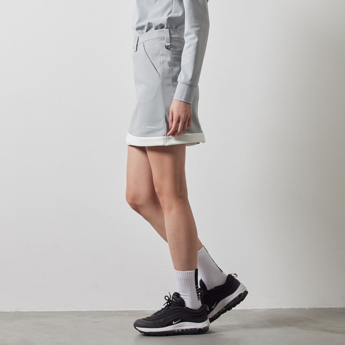 PIPING HEM SKIRT BGS-W4APHSK スカート 高ストレッチ 軽量 スタイルアップ / L-GREY×WHITE