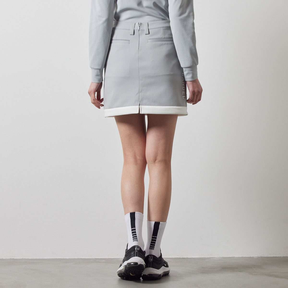 PIPING HEM SKIRT BGS-W4APHSK スカート 高ストレッチ 軽量 スタイルアップ / L-GREY×WHITE