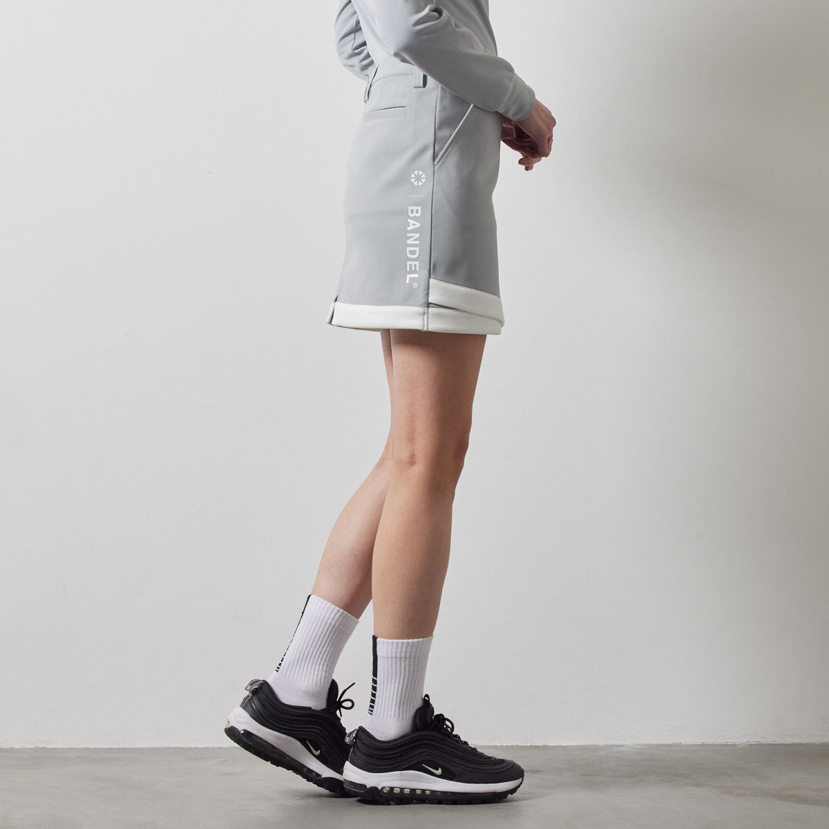 PIPING HEM SKIRT BGS-W4APHSK スカート 高ストレッチ 軽量 スタイルアップ / L-GREY×WHITE