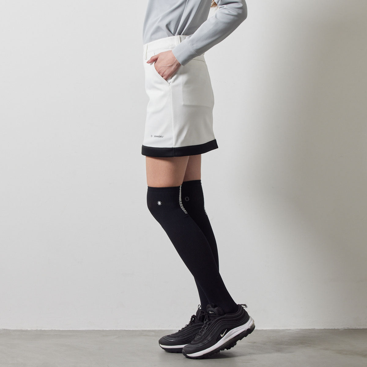 PIPING HEM SKIRT BGS-W4APHSK スカート 高ストレッチ 軽量 スタイルアップ / WHITE×BLACK