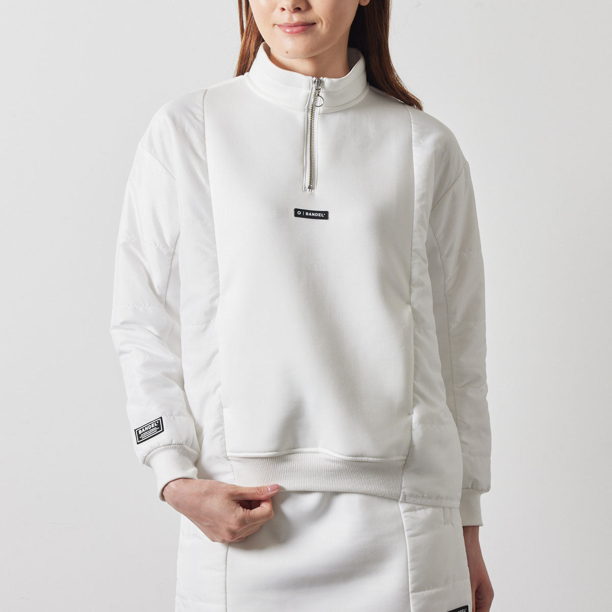 WOMENS PUFFER SLEEVE HALF ZIP BLOUSON BGS-W4APSHB ブルゾン 保温 軽量 中綿 / WHITE