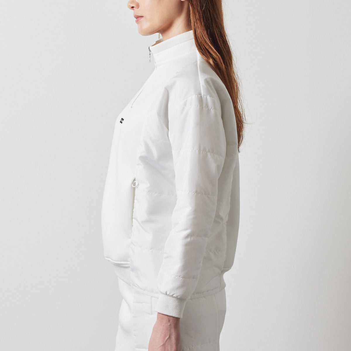WOMENS PUFFER SLEEVE HALF ZIP BLOUSON BGS-W4APSHB ブルゾン 保温 軽量 中綿 / WHITE