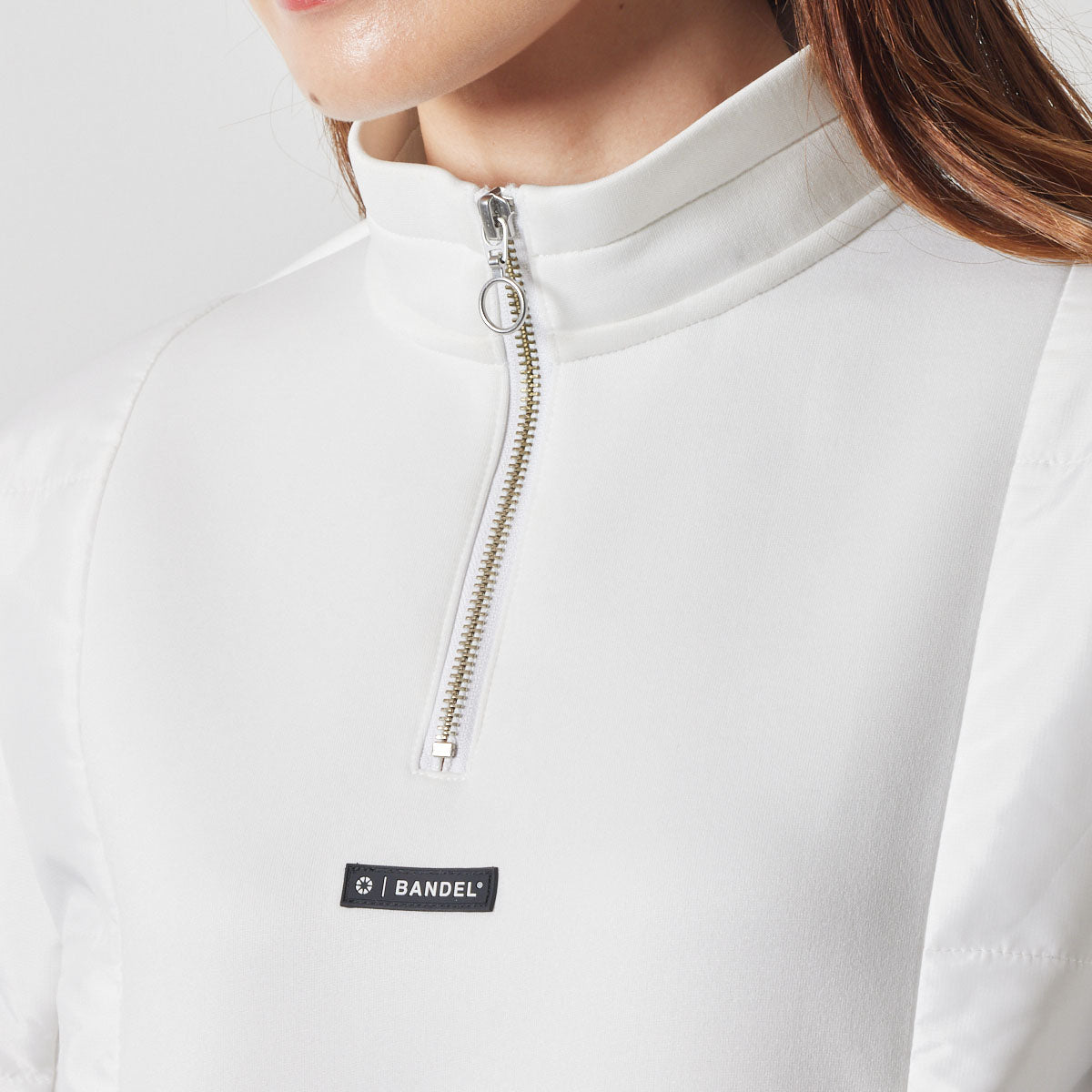 WOMENS PUFFER SLEEVE HALF ZIP BLOUSON BGS-W4APSHB ブルゾン 保温 軽量 中綿 / WHITE