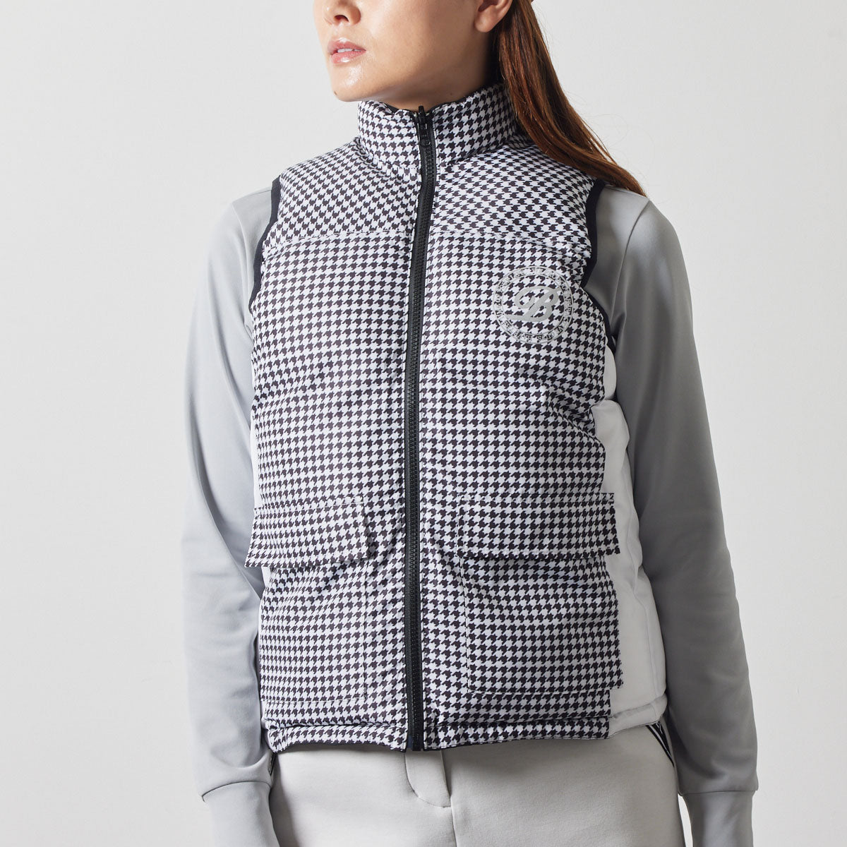 BANDEL GOLF WOMENS REVERSIBLE DOWN VEST BGS-W4ARDVTダウンベスト リバーシブル 防寒性 / BLACK×HOUNDSTOOTH