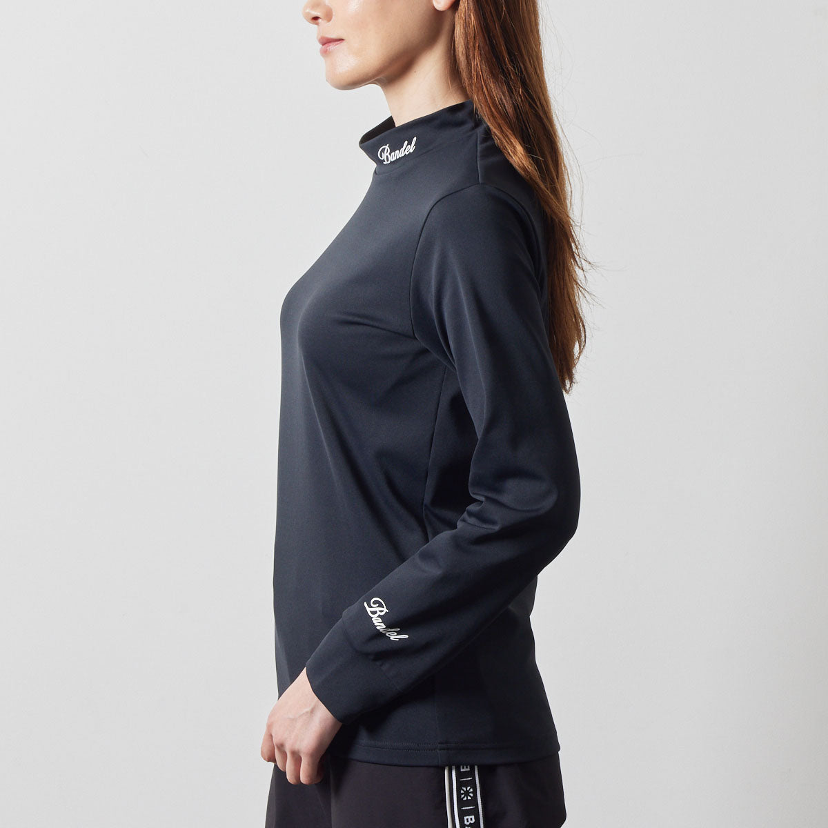 WOMENS SIDE LOGO L/S MOCK NECK SHIRTS BGS-W4ASLMC モックネックシャツ ハイストレッチ 保温 UVカット / BLACK