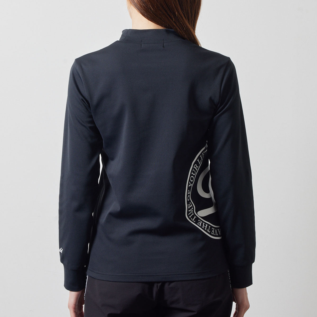 WOMENS SIDE LOGO L/S MOCK NECK SHIRTS BGS-W4ASLMC モックネックシャツ ハイストレッチ 保温 UVカット / BLACK
