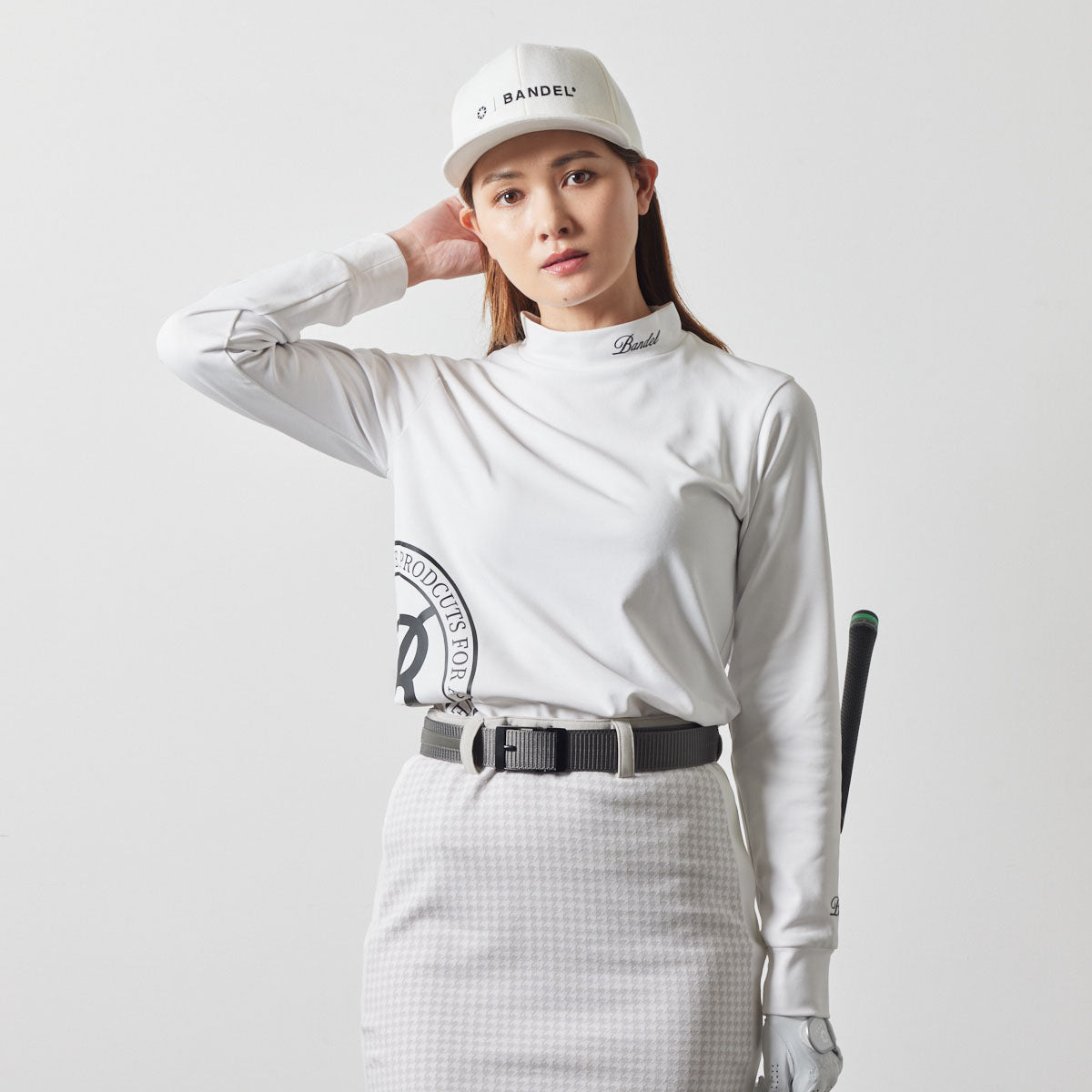 WOMENS SIDE LOGO L/S MOCK NECK SHIRTS BGS-W4ASLMC モックネックシャツ ハイストレッチ 保温 UVカット / WHITE