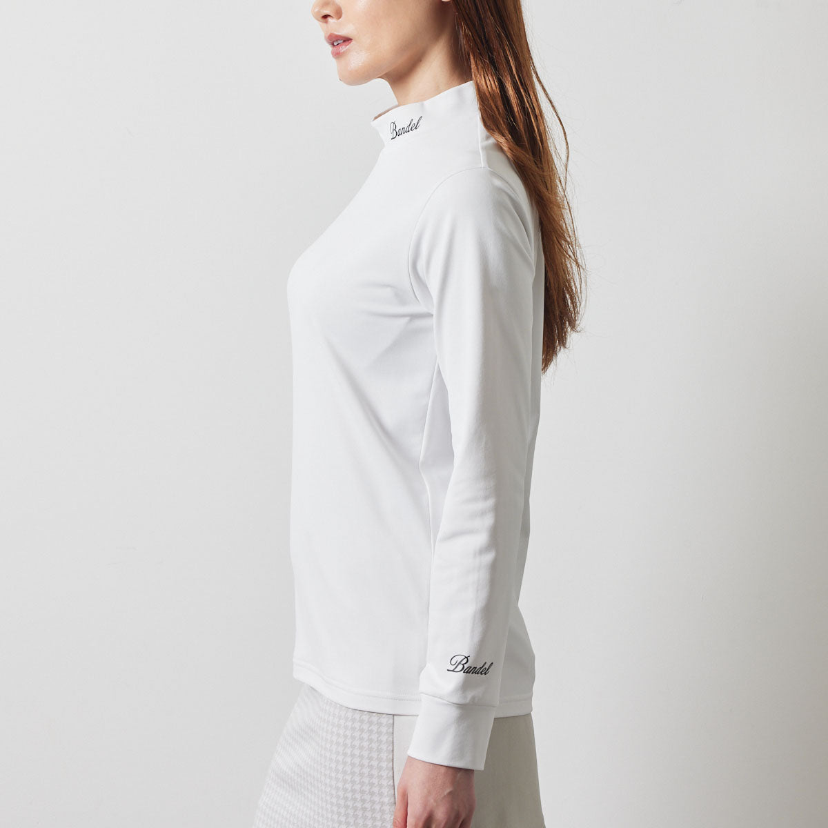 WOMENS SIDE LOGO L/S MOCK NECK SHIRTS BGS-W4ASLMC モックネックシャツ ハイストレッチ 保温 UVカット / WHITE
