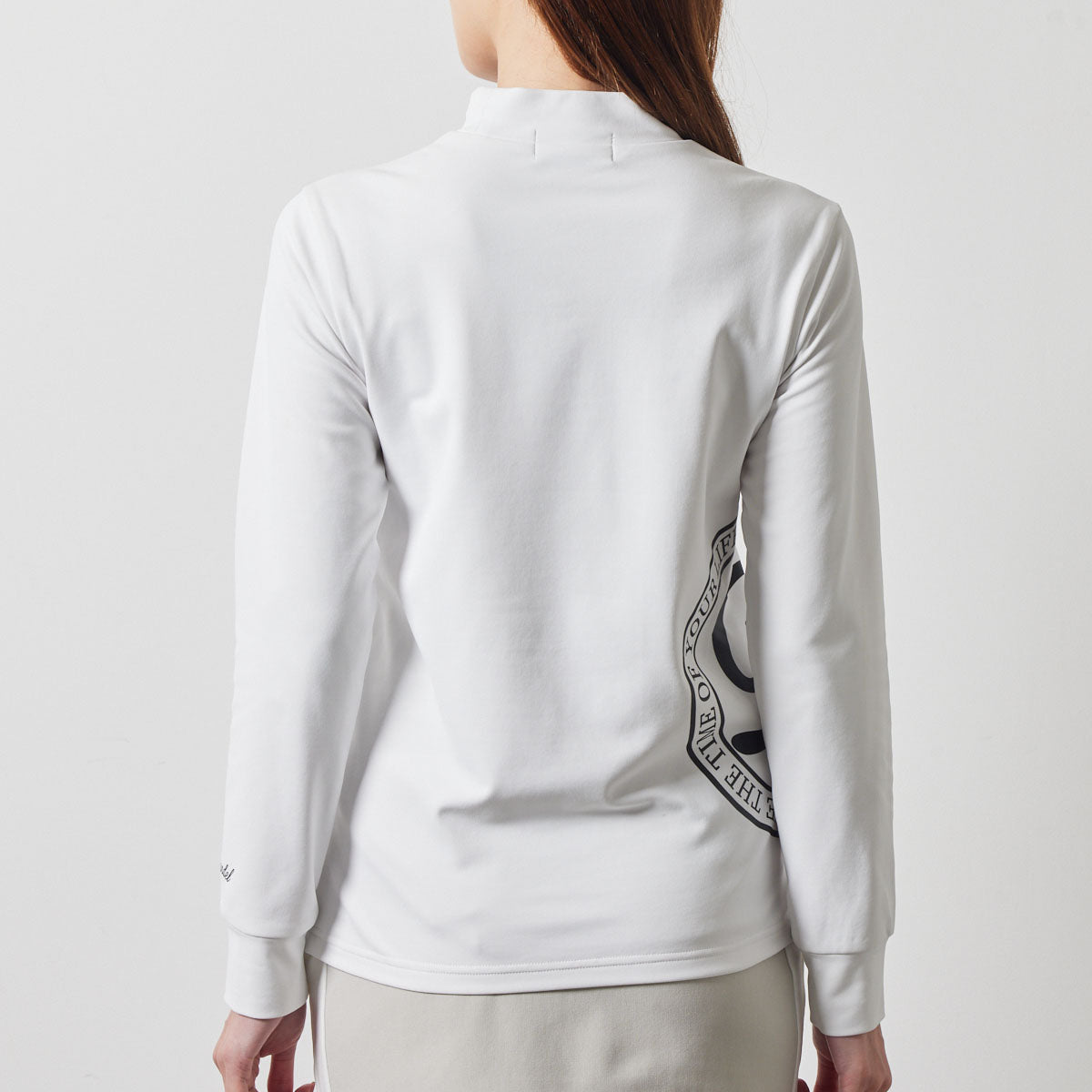 WOMENS SIDE LOGO L/S MOCK NECK SHIRTS BGS-W4ASLMC モックネックシャツ ハイストレッチ 保温 UVカット / WHITE