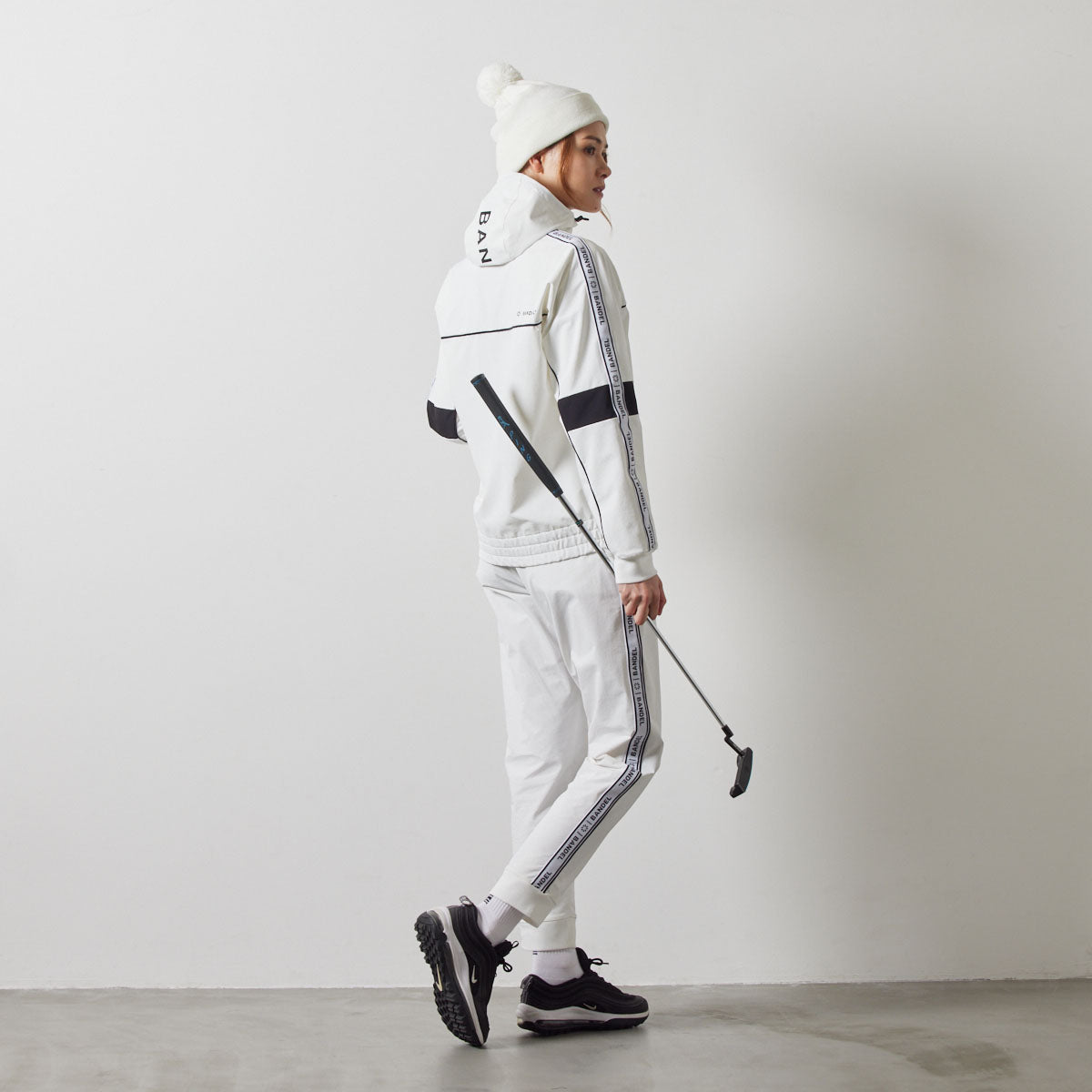 WOMENS WATER REPELLENT PIPING LONGPANTS BGS-W4AWPLP 高耐久 4WAYストレッチ 撥水 起毛 ウォッシャブル セットアップ / WHITE